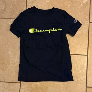 Champion Kids Dark Blue Tee with Neon Logo